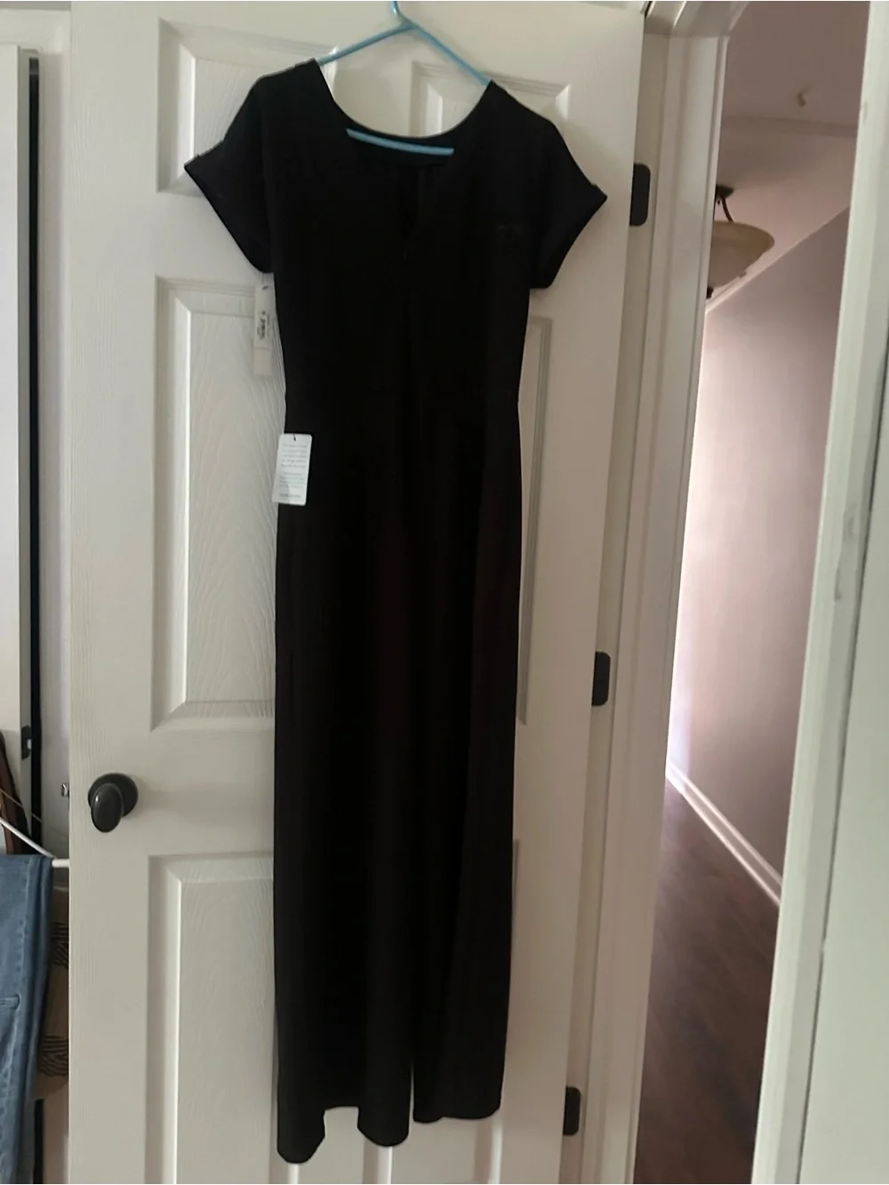 Maggy London Black Midi Dress with Pleated Front